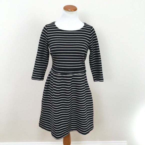 Boden Dresses & Skirts - Boden Leila Ponte Striped Dress Black Fit Flare